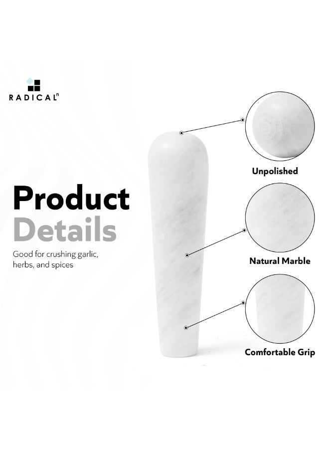 راديكالن مدقة رخامية بيضاء مصنوعة يدويًا، 5.5 بوصة، بديل لمجموعة الهاون والمدقة، مطحنة توابل وكسارة أعشاب، أداة مطبخ مثالية للطبخ، للاستخدام المنزلي أو كهدية - Image 3